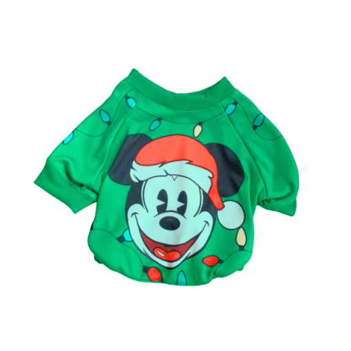 una camisa de perro verde con un personaje de dibujos animados